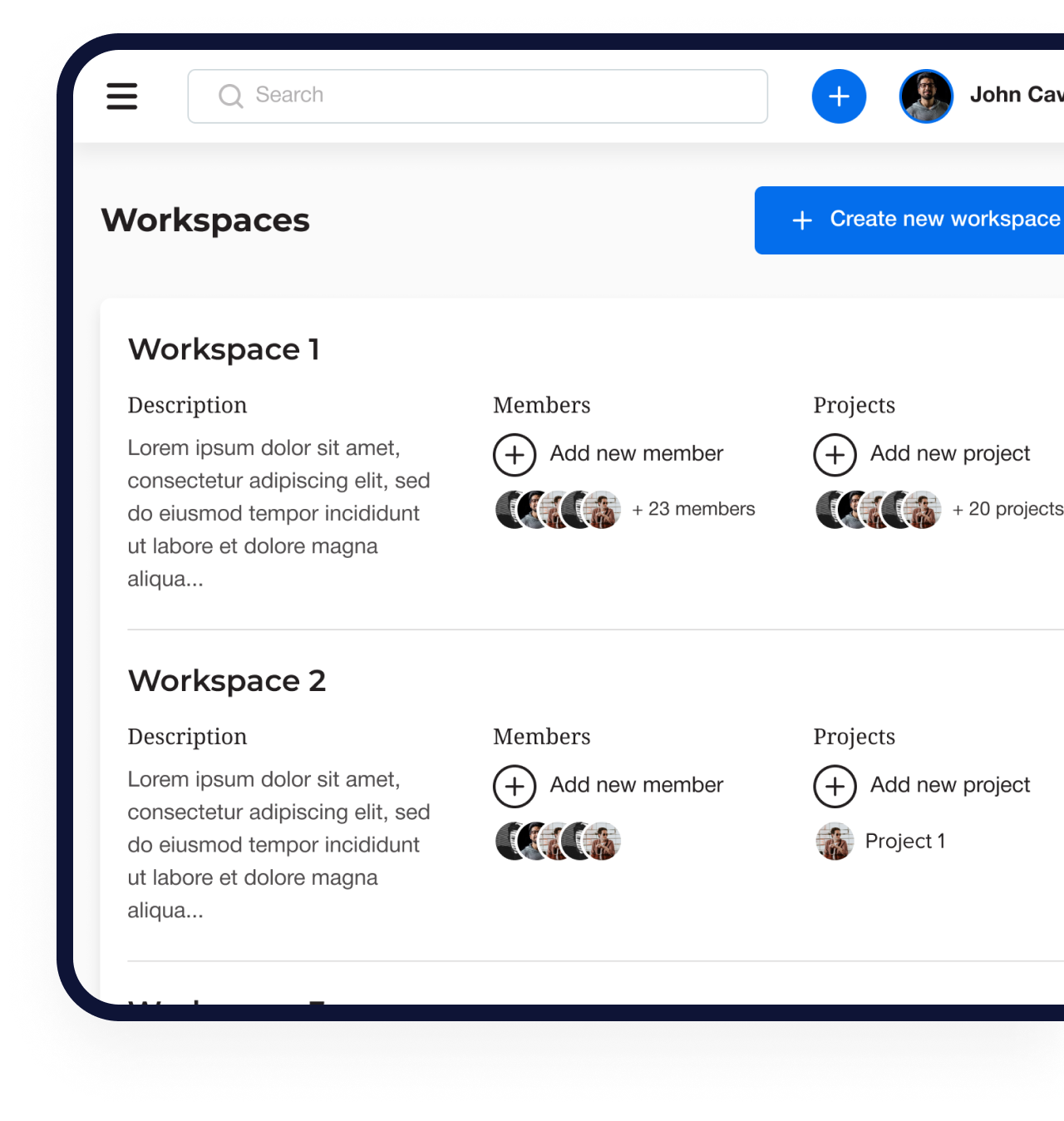 template workspaces