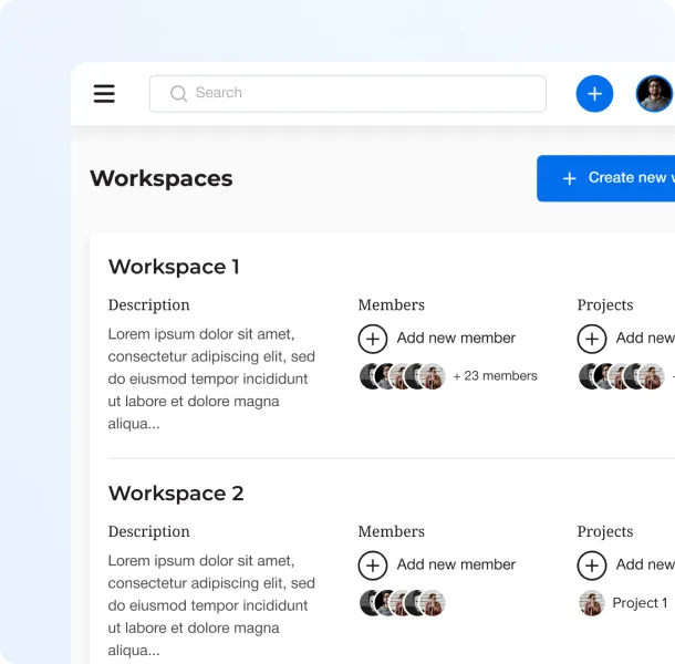 template workspaces
